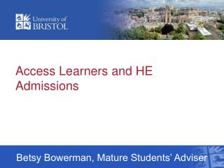 Access Learners and HE Admissions