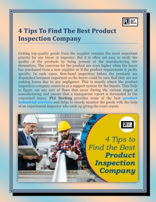 4 Tips To Find The Best Product Inspection Company