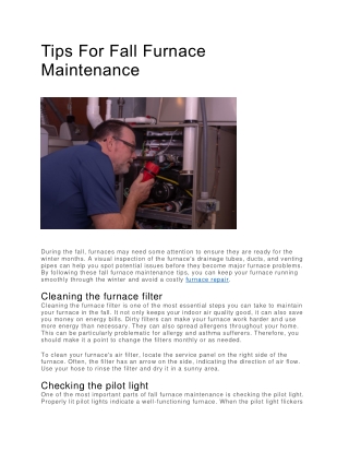 Tips For Fall Furnace Maintenance