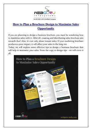 How to Plan a Brochure Design to Maximize Sales Opportunity