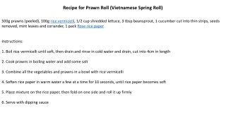 Recipe for Prawn Roll (Vietnamese Spring Roll)