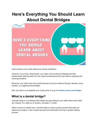 Here’s Everything You Should Learn About Dental Bridges