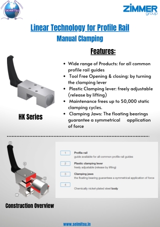 Zimmer Linear Technology for Profile rail | Manual & Pneumatic Clamping SEIMITSU