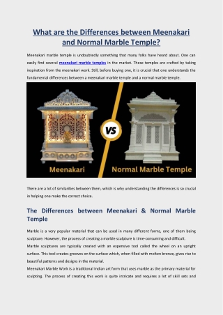 What are the Differences between Meenakari and Normal Marble Temple?