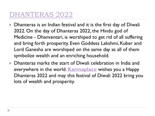 DHANTERAS 2022