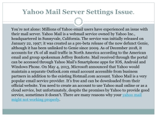 Solutions to fix Yahoo Mail Server Settings Issue