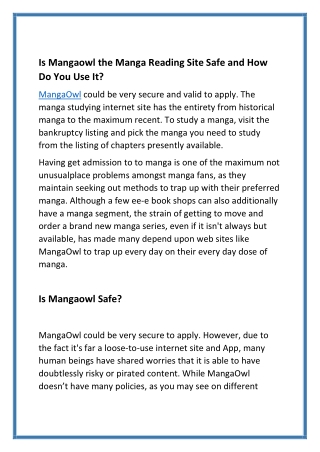 Is Mangaowl the Manga Reading Site Safe and How Do You Use It