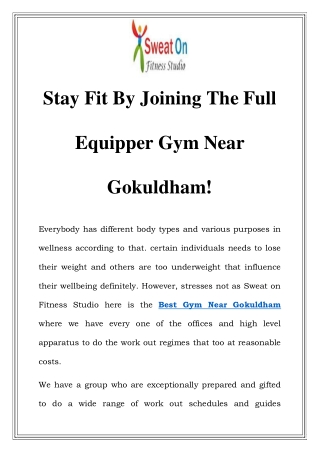 Best Gym Near Gokuldham Call-9870275704