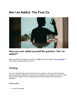 Am I an Addict. The Four Cs