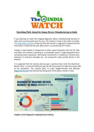 Enriching Path Ahead for Image Device Manufacturing in India