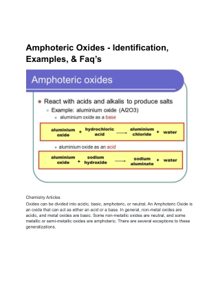 Amphoteric Oxides - Identification, Examples, & Faq’s