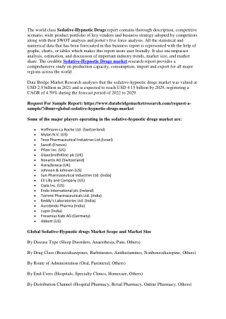 Sedative-Hypnotic drugs Market