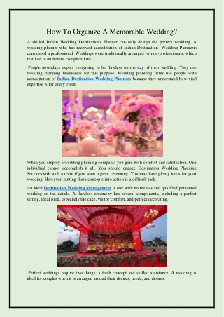 How To Organize A Memorable Wedding