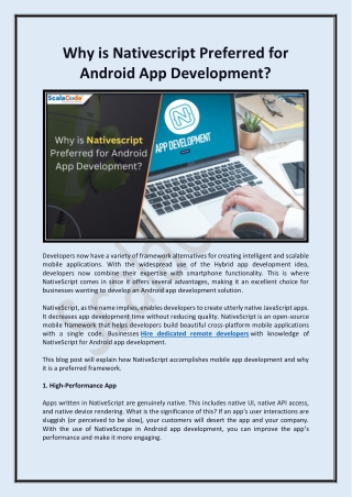 Why is Nativescript Preferred for Android App Development - ScalaCode