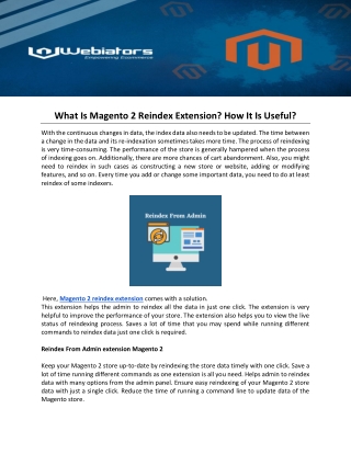 What Is Magento 2 Reindex Extension? How It Is Useful?