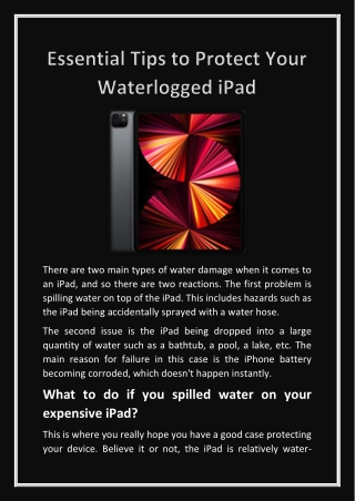 Essential Tips to Protect Your Waterlogged iPad