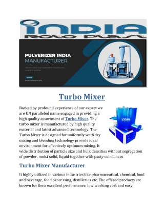 Turbo Mixer manufacturer