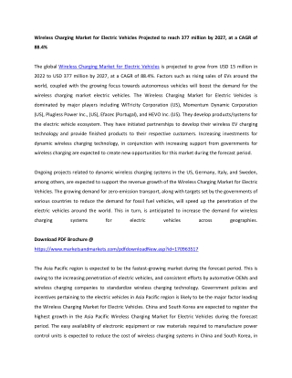 Wireless Charging Market for Electric Vehicles Projected to reach 377 million by