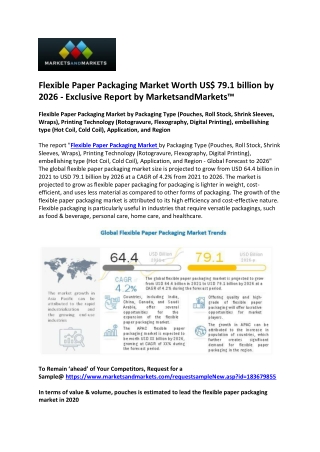 Flexible Paper Packaging Market is Likely to Approach a Value of US$ 79.1 billio