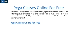 Yoga Classes Online For Free DareMe