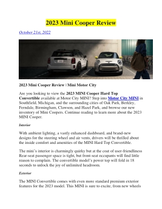 2023 Mini Cooper Review