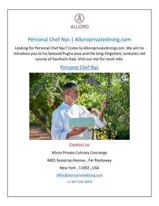 Personal Chef Nyc | Alloroprivatedining.com