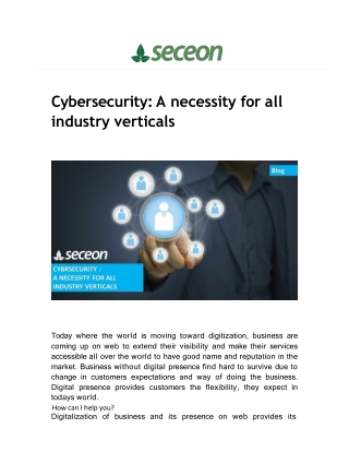 Cybersecurity A necessity for all industry verticals - Seceon