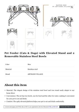 Feed Your Pet Cat & Dog Good Food at Their Best Bowl Feeder.