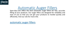 Automatic Auger Fillers  Spee-dee.com