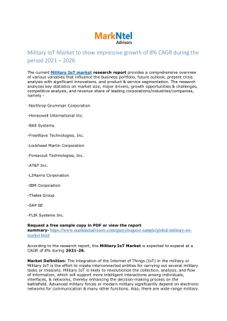 Military IoT Market Research Report: Forecast (2021-2026)