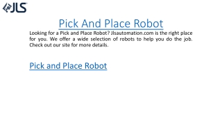 Pick And Place Robot  Jlsautomation.com