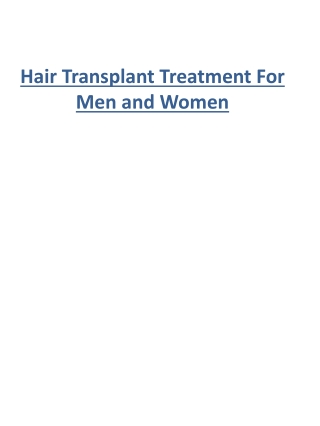 Hair Transplant Treatment For Men and Women