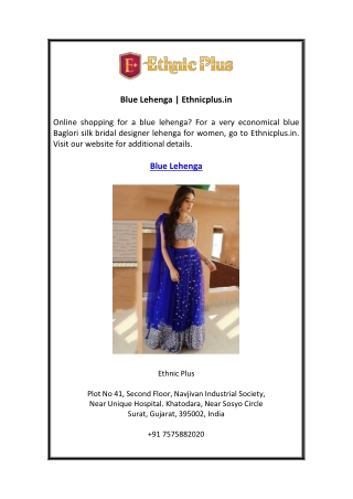 Blue Lehenga  Ethnicplus.in