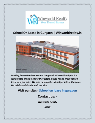 School On Lease In Gurgaon  Winworldrealty  in