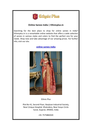 Online Sarees India  Ethnicplus.in