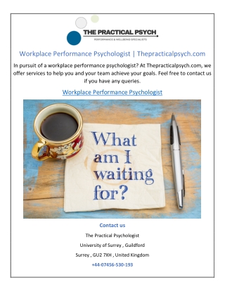 Workplace Performance Psychologist | Thepracticalpsych.com