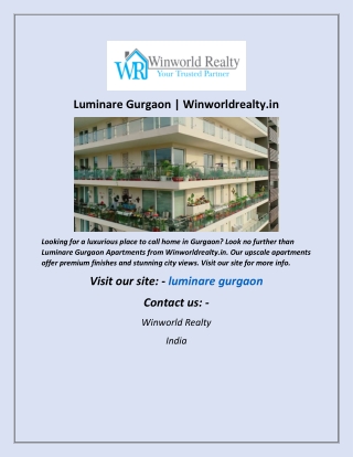 Luminare Gurgaon Winworldrealty in