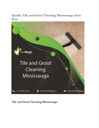 Quality Tile and Grout Cleaning Mississauga from Pros