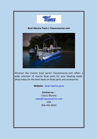 Boat Marine Parts | Claussmarine.com