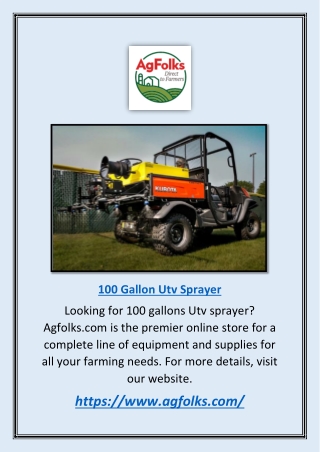 100 Gallon Utv Sprayer | Agfolks.com