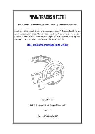 Steel Track Undercarriage Parts Online Tracksnteeth.com