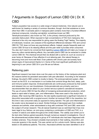 7 Arguments in Support of Lemon CBD Oil | Dr. K CBD
