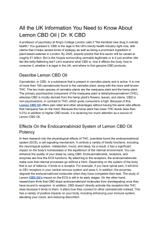 All the UK Information You Need to Know About Lemon CBD Oil | Dr. K CBD