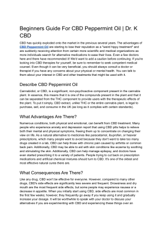 Beginners Guide For CBD Peppermint Oil | Dr. K CBD