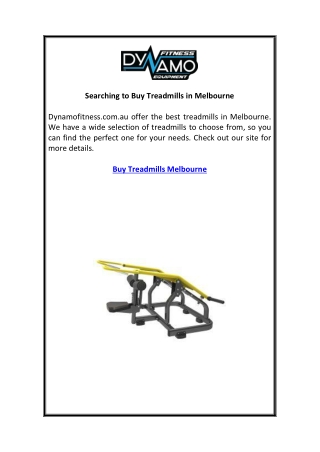 Searching to Buy Treadmills in Melbourne