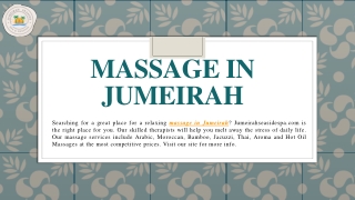 Massage In Jumeirah | Jumeirahseasidespa.com