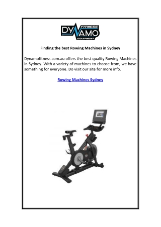 Finding the best Rowing Machines in Sydney