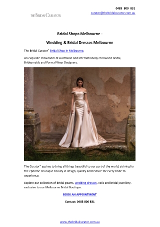 Bridal Shops Melbourne | Wedding & Bridal Dresses Melbourne