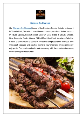 $5 off - Skewers on Charcoal Takeaway Menu Victoria Park, WA