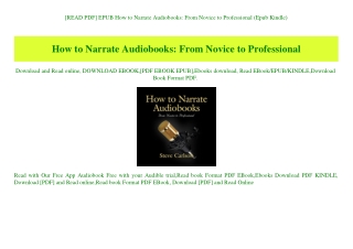 [READ PDF] EPUB How to Narrate Audiobooks From Novice to Professional (Epub Kindle)
